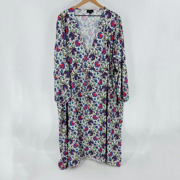Summersalt Cinched Waist Long Sleeve Caftan Midi Dress Floral Print Size 1XL - Picture 10 of 10